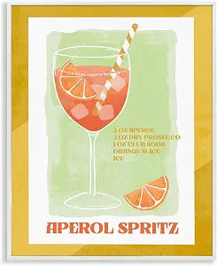Retro Aperol Spritz Recipe, 11 x 14 Inch Framed Gicle Print