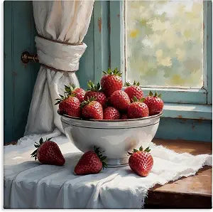 Stupell Industries Strawberry Harvest Window, 17 x 17 Inch Canvas Wall Art