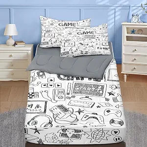 Nesker Gaming Twin Zipper Bedding for Boys, 3-Piece-All-in-one