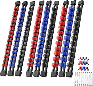 Reniteco 9-Pack Socket Organizer Set, 1/4" x 48 3/8" x 45 1/2" x 36 Clips