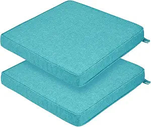 FUNHOME Outdoor Chair Cushions 18"x18"x2.5" Set of 2,Water Reistant Patio Chair Cushion with Zipper&Ties,18 Inch Square Seat Cushion for Garden Furniture Chairs(Dots Blue)