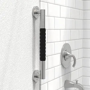 Bath, Shower and Toilet Safety Grab Bar for Seniors and Handicaps, ADA Compliant Mobility Aid Balance Assist Handle, Stainless Steel with Rubber Grips