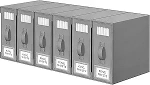 Criusia Bed Sheet Organizers and Storage, 6 Pack Foldable Linen Closet Organizer Box Bedding Holder for Sheet Set (King/Queen Sizes), Duvet Covers, Blankets (Grey)