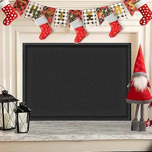 CADARA Fireplace Blocker Blanket Stops Heat Loss, Magnetic Fireplace Draft Stopper, Indoor Fire Place Draft Cover with Hook and Loop Tapes, Cold Air Blocker Save Energy, Black 55" W x 40" H