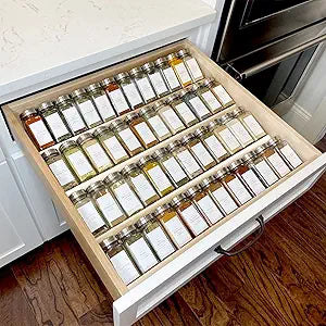 MIUKAA Clear Spice Drawer Organizer, 4 Tier - 2 Set Acrylic Seasoning Rack