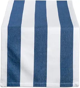 DII Cabana Dobby Stripe Tabletop Collection, 18x72-inch Table Runner, Navy & White