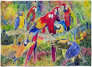 Caroline's Treasures 8600PLMT Parrot Fabric Placemat Washable Placemat Dinner Table Decor No Ironing Linen Look