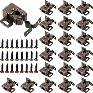 Bonuci 20 Pcs Cabinet Door Latch and Catch Hardware, Brown Antique Copper