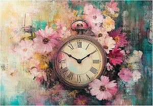 The Shabby Hummingbird Time Stands Still Extra Large Decoupage Paper, 21"x29" (For Furniture, large projects)
