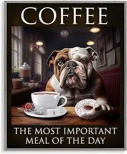 Funny Coffee Dog Kitchen, 16 x 20 Inch Framed Gicle Print