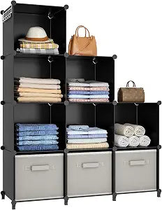 HOMIDEC Closet Organizers and Storage, 9 Cube Storage Organizer, Black