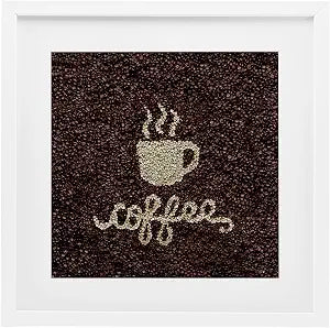 Coffee Bean Geometric Kitchen, 13 x 13 Inch Framed Print Under Glass