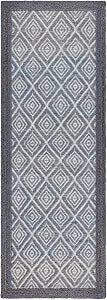 TOWN & COUNTRY TERRA Nalani Textured Diamond Hand-Knotted Flatwoven 100% Natural Jute Runner Area Rug, Midnight Blue, 2'5"x7"