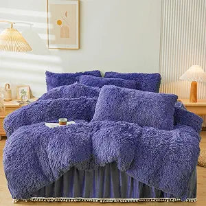 Fluffy Navy Blue Faux Fur Comforter Cover Set Twin���Fluffy Fuzzy Plush Navy Blue Bedding 2Pcs (1 Faux Fur Duvet Cover +1 Fuzzy Pillowcases) Navy Blue Bed Set Twin(Navy Blue, Twin)