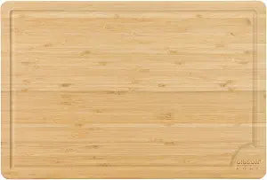 Gibson Home Forestview 18" x 12" Bamboo Cutting Board Durable Large Kitchen Wooden Chopping Carving Board with Juice Groove, Oil Finished