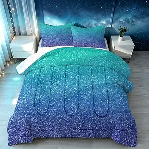 kxry Turquoise Galaxy Comforter Set Twin Soft Duvet for Teen Girls Kids