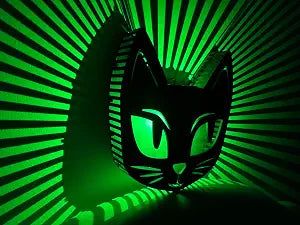 Halloween Black Cat Light,Battery Operated LED Sign for Wall&Tabletop Decor