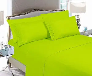 Elegant Comfort Luxury Soft 6-Piece Sheet Set Premium Hotel Quality Wrinkle and Fade Resistant Bedding Set, Easy All Around Elastic Fitted Sheet, Deep Pocket up to 16inch, Queen, Lime