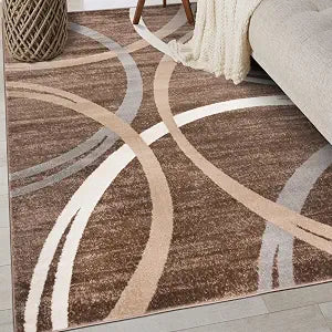 Rugshop Wavy Circles Modern Fade-Resistant Area Rug Brown 3'3" x 5'
