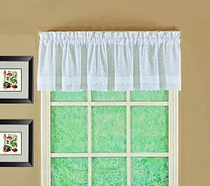 Today's Curtain, Ribbon Eyelet Valance 12", White, 60" W x 12" L