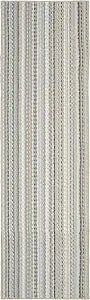 Garland Rug Carnival Stripe Non-Slip Recycled 2' x 8' Random Earthtone Stripes Area Rug Modern, Stain-Resistant, Ideal for Living Rooms & High-Traffic Areas