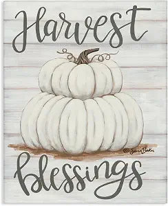 Harvest Blessings White Pumpkin, 24 x 30 Inch Canvas Wall Art