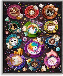 Cat Lattes Coffee Kitchen Charm, 16 x 20 Inch Framed Gicle Print