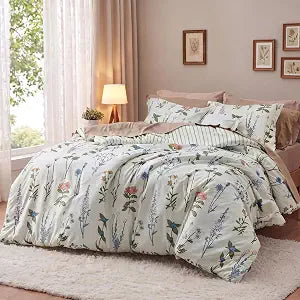 Bedsure Floral Twin Comforter Set, White Soft & Fluffy Fall Bedding 2 Pcs