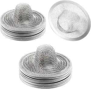 100pcs Mesh Sink Strainer, Stainless Steel Slop Basket Filter Trap, Metal Bathtub Kitchen Drain Strainer, Hair Basket Drain - Fits Most Kitchen Sinks, Bathroom Sinks,Shower Drains