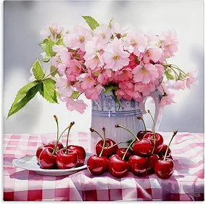 Stupell Industries Cherries Blossoms Bouquet, 24 x 24 Inch Canvas Wall Art