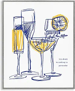 Abstract Cocktail Glasses Fruit, 16 x 20 Inch Framed Gicle Print