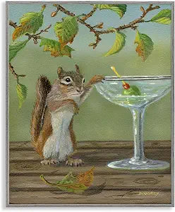 Happy Hour Chipmunk Kitchen, 11 x 14 Inch Framed Gicle Print