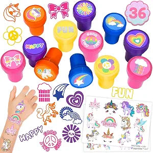 36PCS Rainbow Unicorn Party Favors, Goodie Bag Fillters