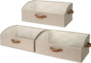 StorageWorks Closet Organizer Bins Trapezoid, Brown&Beige, Large, 3-Pack