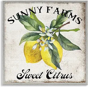 Sunny Farms Sweet Lemon Farmhouse, 12 x 12 Inch Framed Gicle Print