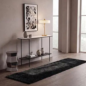 SAFAVIEH Athens Shag Collection Runner Rug - 2'3" x 8', Black, Non-Shedding & Easy to Clean, Ideal for Ideal for Living Room, Hallway, Foyer, Bedroom (SGA119K)