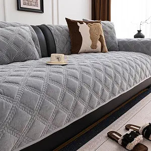 Couch Cover, Non-Slip Sofa Covers Washable for Dogs, Diamond-Shaped Sofa Slipcovers, Velvet Slipcovers for Couches and Sofas, Furniture Protector Covers for Pets(1PC, Light Grey, 36"71")