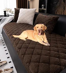 vctops Faux Fur Couch Cover for Dogs Fuzzy Pet Couch Covers for Sofa Checkered Dog Couch Covers for 3 Cushion Couch Sofa Pet Friendly Non Slip Sofa Cover Pet Blanket (Coffee,22"x75")
