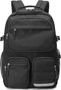 Lohol Water Resistant Backpack with Multifunctional Pockets for Teens, Durable Bookbag fits 15.6 inch Laptop for School Travel College, 25L (Black)