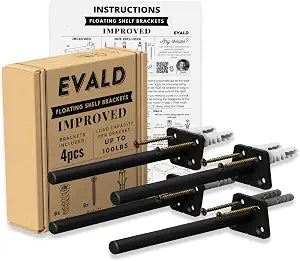 EVALD 8 Inch Floating Shelf Brackets, Hidden Shelf Brackets for Floating Shelves, Heavy Duty Shelf Bracket with Screws & Anchors, Floating Shelf Mount, 8 Inch Shelf Brackets (4 Pack)
