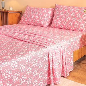 Marquess Queen Brushed Microfiber Sheet Set for Deep Pockets,4PC, Pink