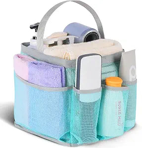 EUDELE Mesh Shower Caddy Portable, 8-Pocket Large Capacity, Quick Dry, Easy Clean, for Beach, Swimming, Gym, Travel