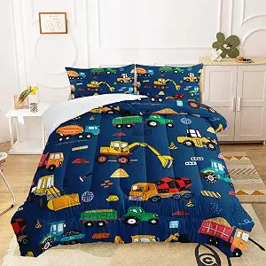 QOOMO Construction Kids Comforter Set Queen Size
