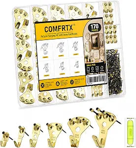 170Pcs Picture Hanging Kit Heavy Duty Hooks with Nails 10-100 lbs