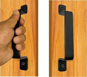 QUALIALL Barn Door Handles, Black, 7.4 inch, 2 Packs