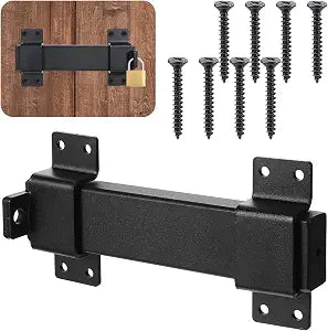 7.5" Sliding Gate Latch, Heavy Duty Door Latch with Padlock Hole, Adjustable Double Gate Latches for Wooden Fences, Barn Doors, Sheds & Interior Security