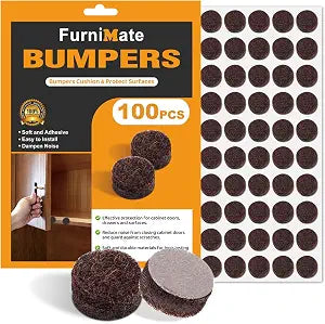 Felt Cabinet Door Bumpers 100PCS, Small Felt Pads for Cabinet Doors Brown
