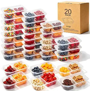 20 Pack 10 OZ Snack Containers with Lids | Reusable Snack Pack Containers