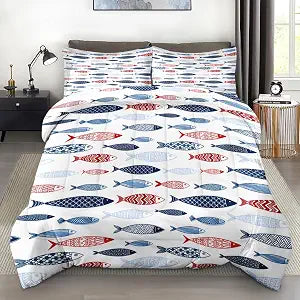Pamnest Twin Comforter Set, 2 Pieces Fish Blue Bedding, All Season