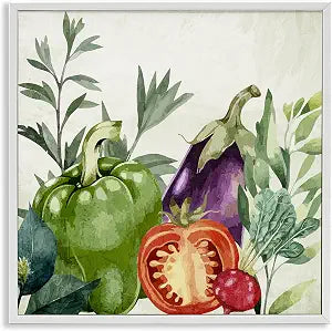 Organic Garden Vegetables Kitchen, 17 x 17 Inch Framed Gicle Print